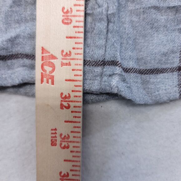 Croft & Barrow Windowpane Flannel Button Shirt Mens Size Large L Gray Brown - Picture 7 of 10